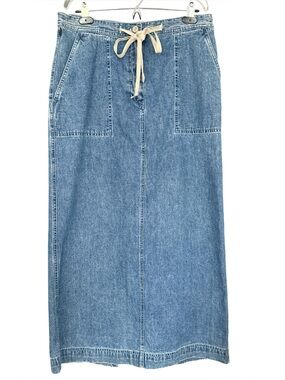 Vintage Lauren Jeans Co Ralph Lauren Jean Denim Cotton Drawstring Maxi Skirt Med
